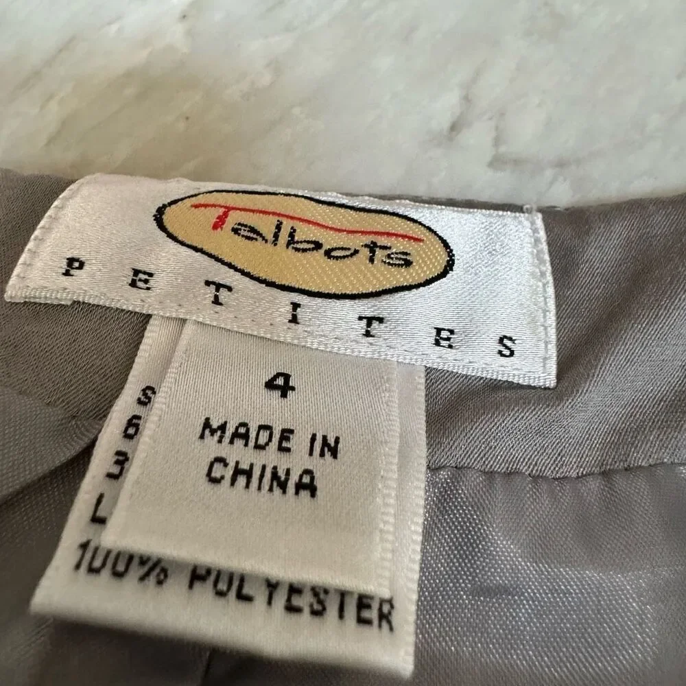 Talbots vintage satin silk blend straight leg lined pants gray size 4P